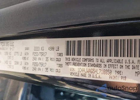 2017 Jeep Wrangler Sport 4X4 из США, поврежденный, VIN 1C4AJWAG5HL718850